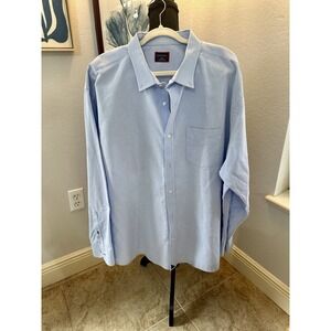UNTUCKIT Shirt Mens 3XL Light Blue Long Sleeve Relaxed Fit Wrinkle Free